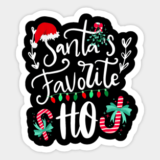 Santas Favorite Ho Funny Christmas Santa Hat Xmas Pajamas Sticker